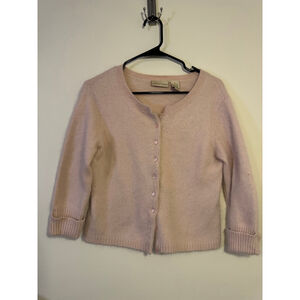 Women's Apostrophe Pink Angora Blend Cardigan Sweater L